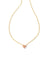 Katy Gold Heart Short Pendant Necklace in Pink Glass