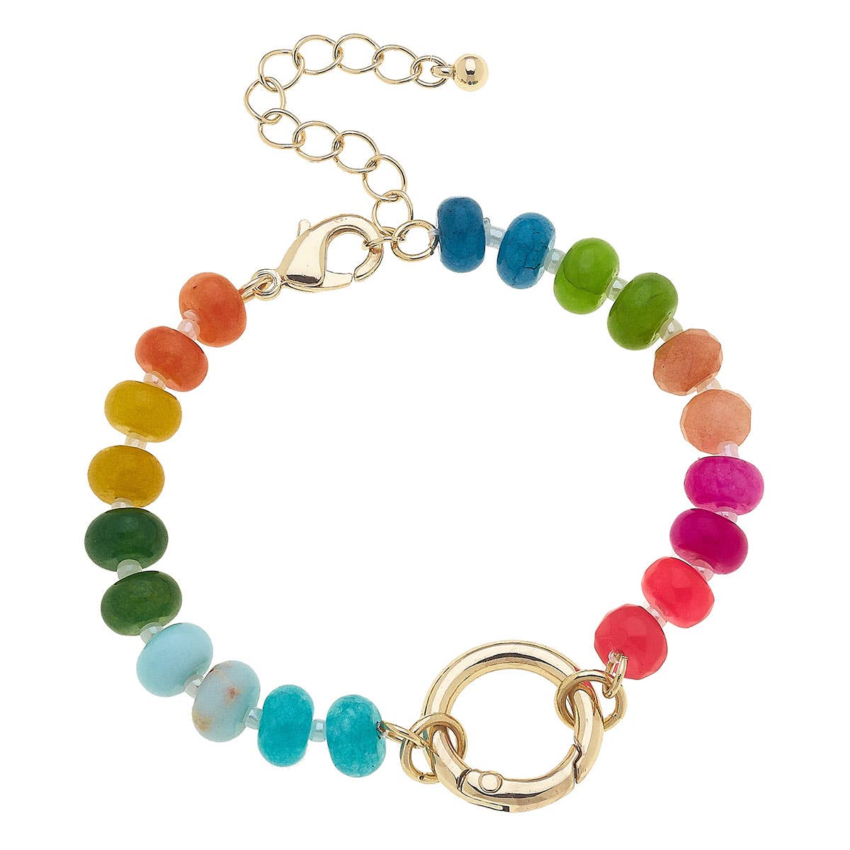 Lucy Gemstone Beaded Charm Bracelet Base in Rainbow Multi