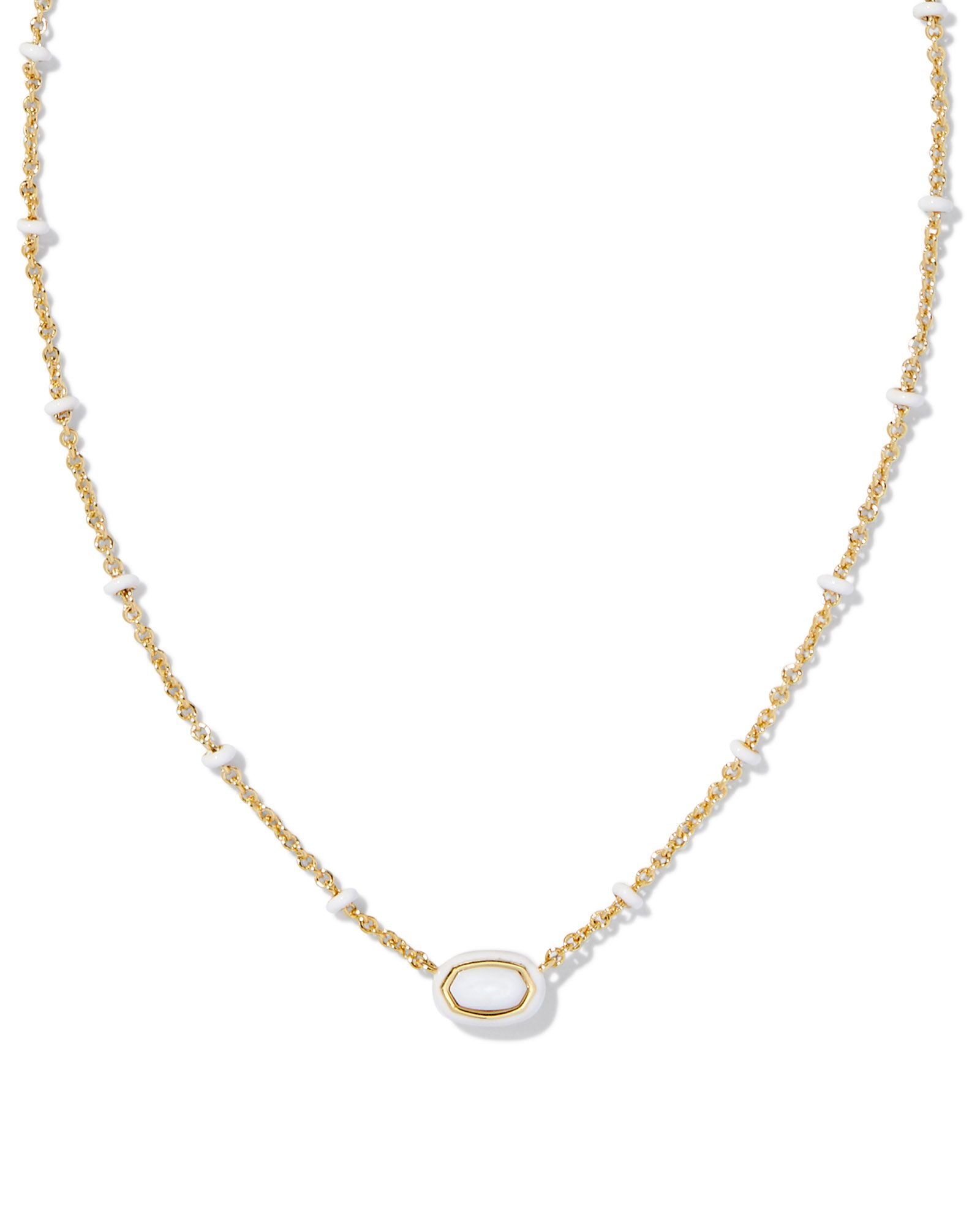 Mini Elisa Enamel Necklace Gold White