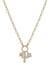 Gold Chain with Cross, Heart, and Flower Charm 16"-18" Necklace