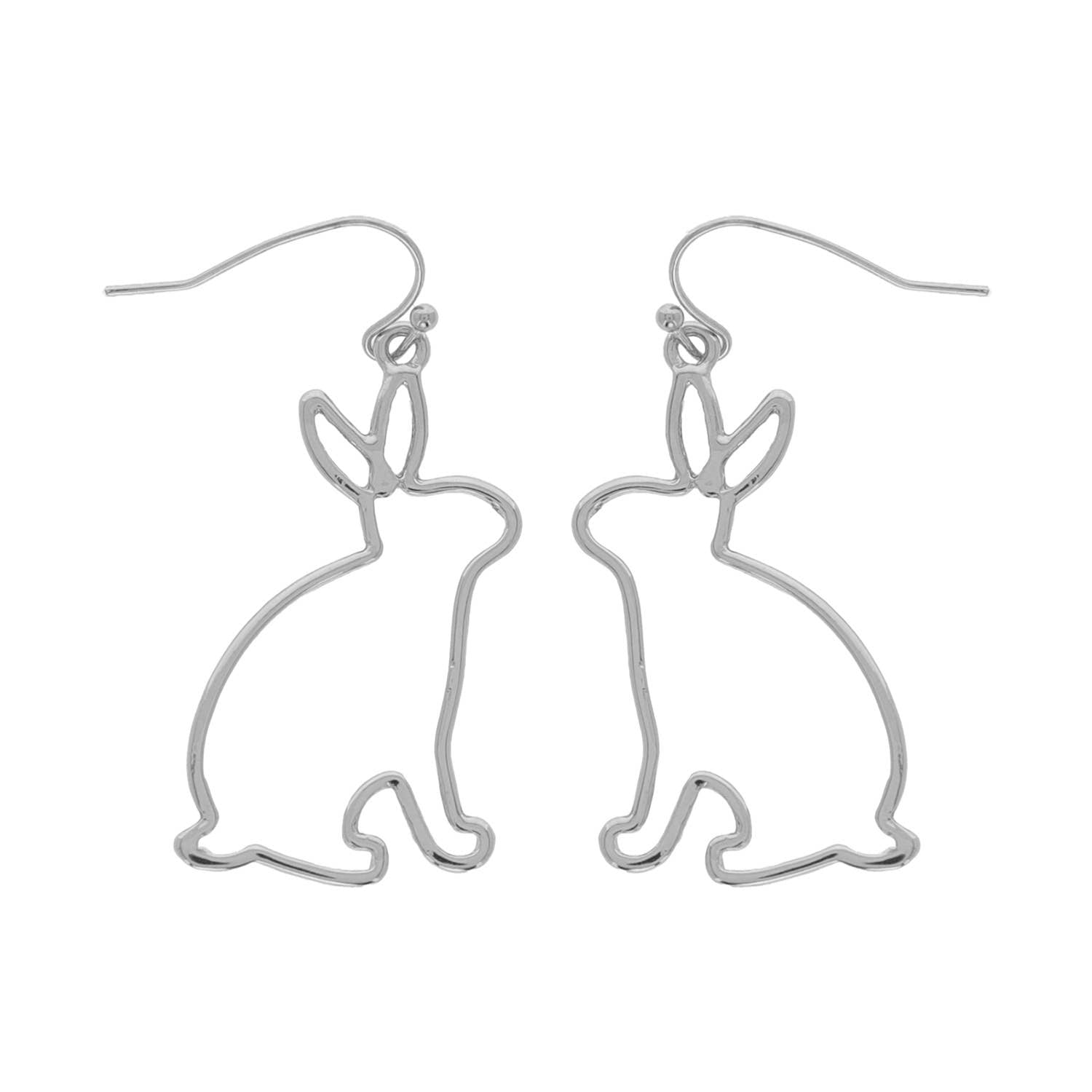 Easter Rabbit Shaped Earrings: Silver