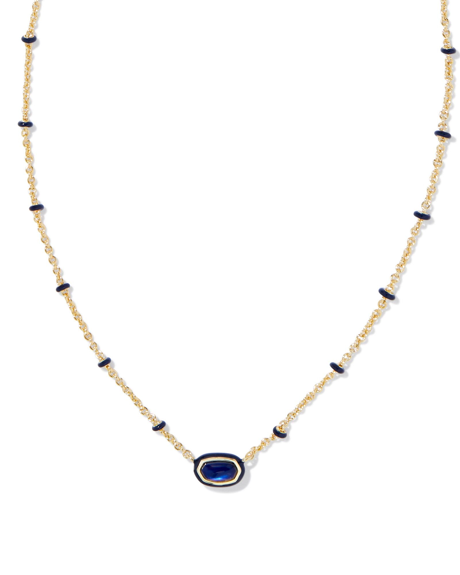 Mini Elisa Enamel Necklace Gold Navy