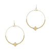 Gold Open Hoop with Squared Cross and Gold Beads 1.75&quot; Earrings