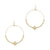 Gold Open Hoop with Squared Cross and Gold Beads 1.75" Earrings