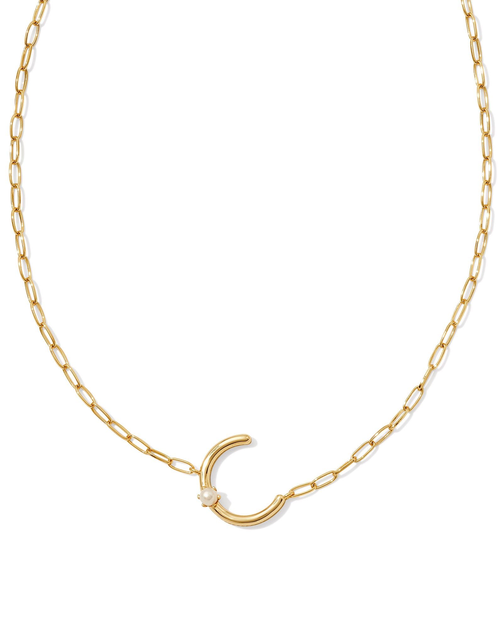 Pearl Letter C Gold Pendant Necklace