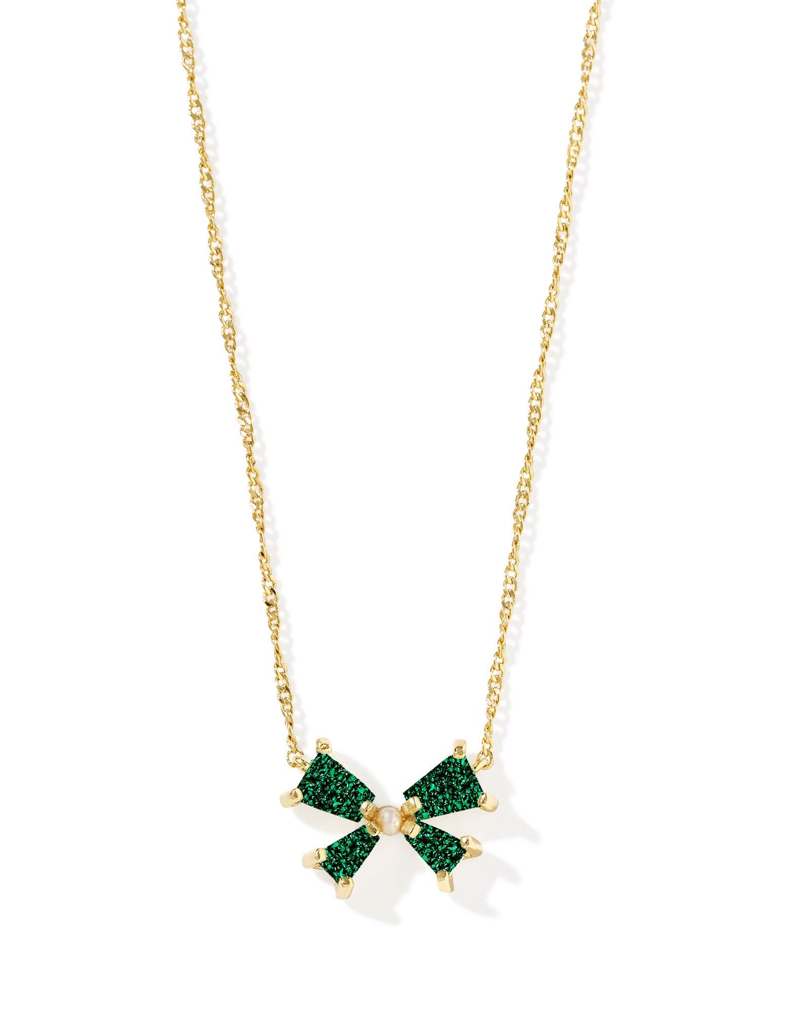 Blair Bow Gold Emerald Drusy Necklace