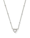 Mini Ari Heart Satellite Short Pendant Necklace in Silver Ivory Mother of Pearl