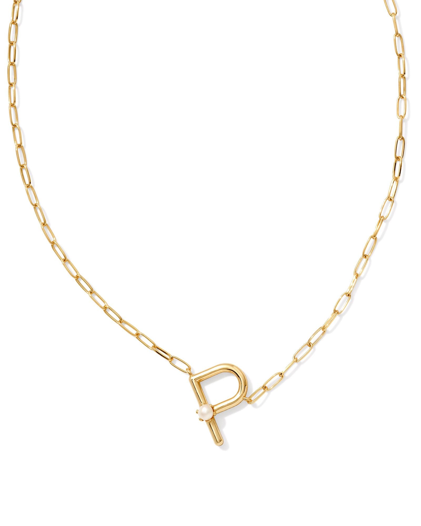 Pearl Letter P Gold Pendant Necklace