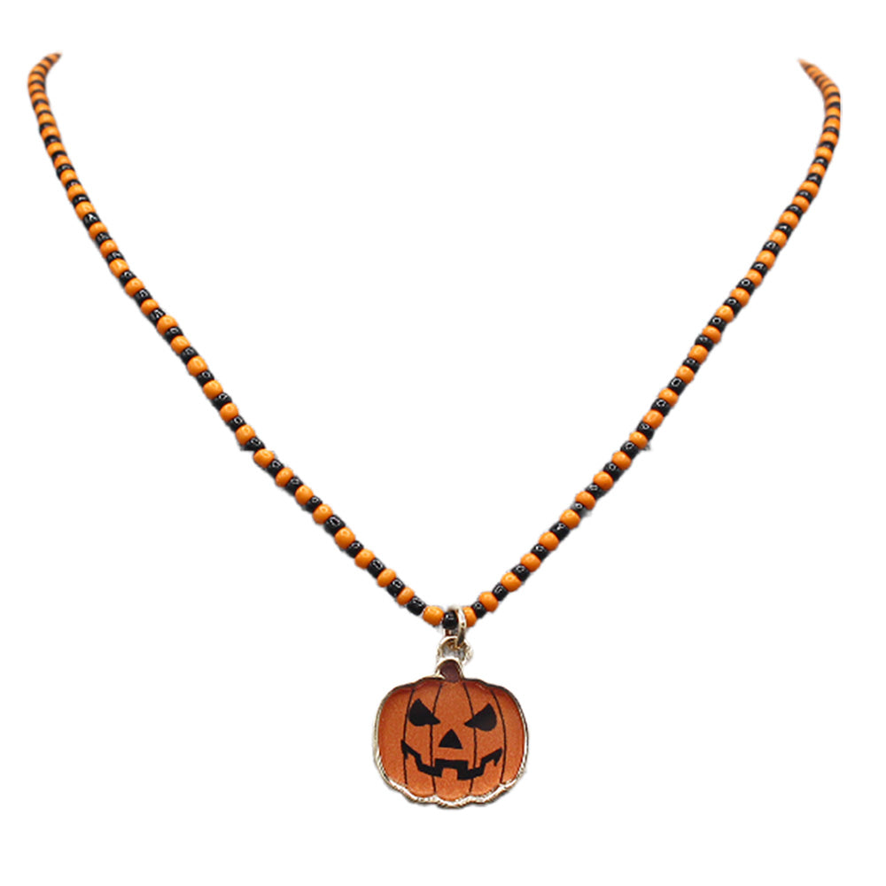 Gold Pumpkin Beaded Necklace