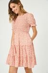 Womens Smocked Ruffled Short Sleeve Dress