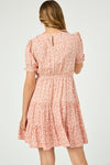 Womens Smocked Ruffled Short Sleeve Dress