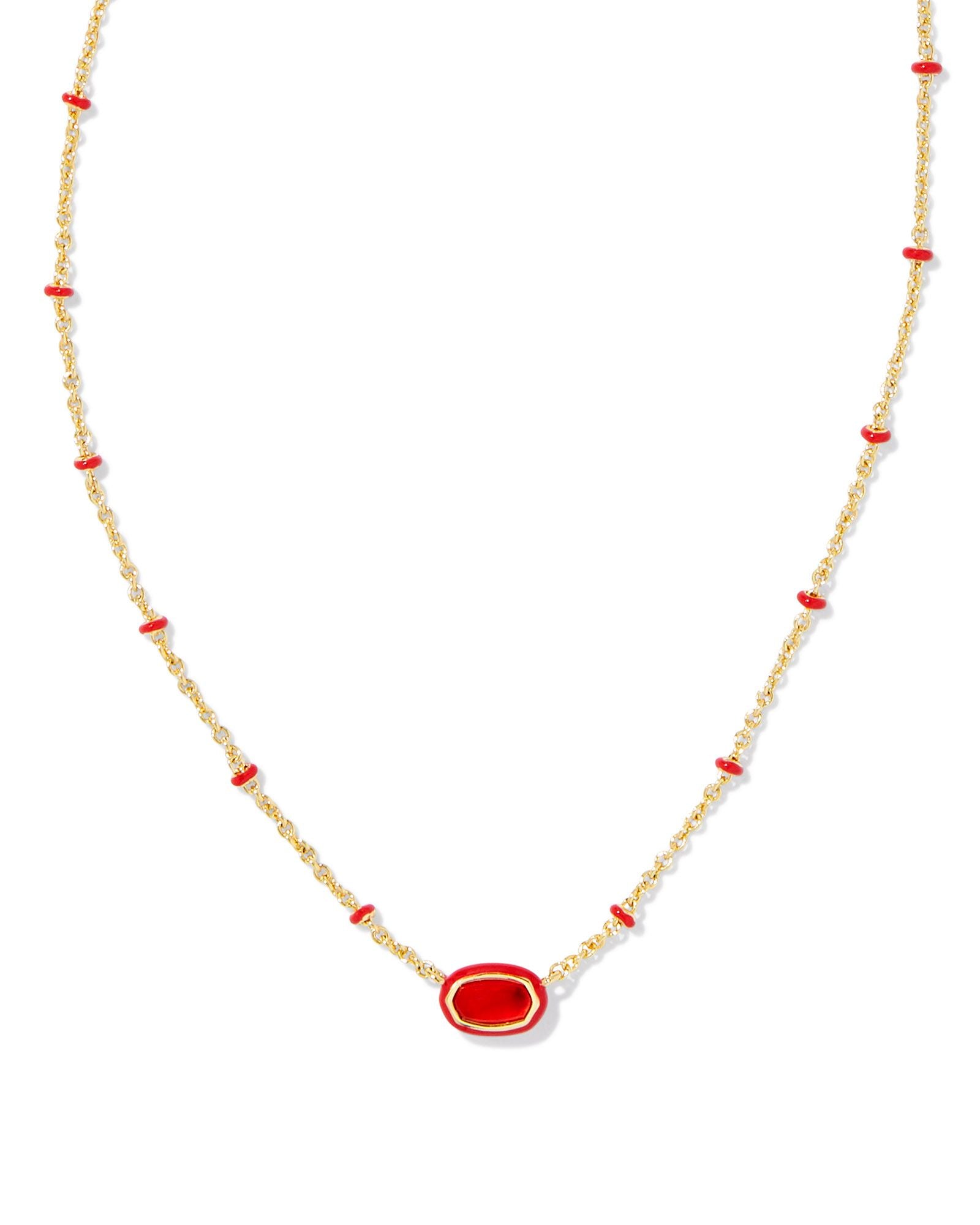 Mini Elisa Enamel Necklace Gold Red Illusion