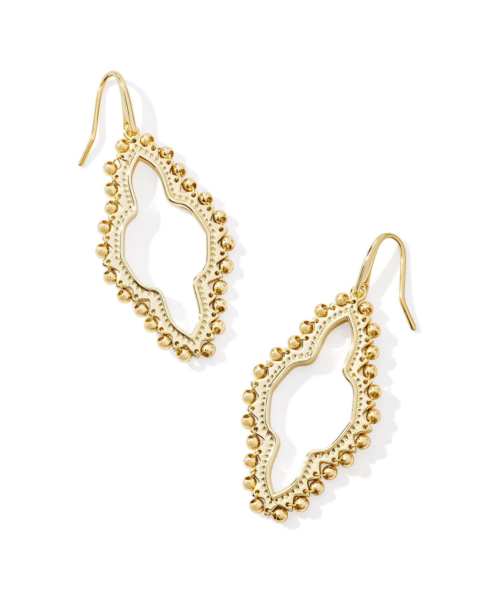 Abbie Gold Beaded Open Frame Earrings