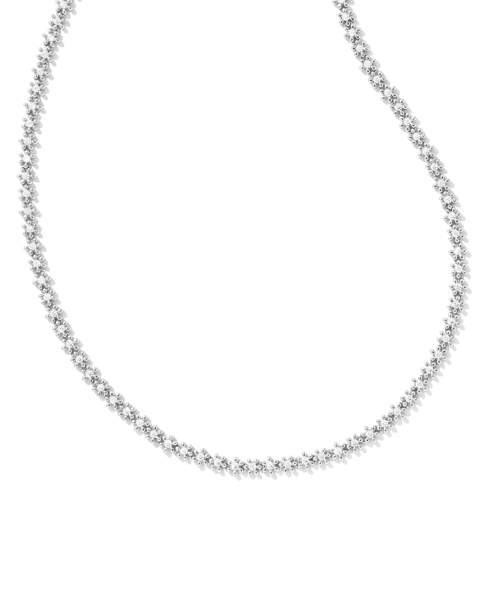 Nydia Silver Crystal Strand Necklace