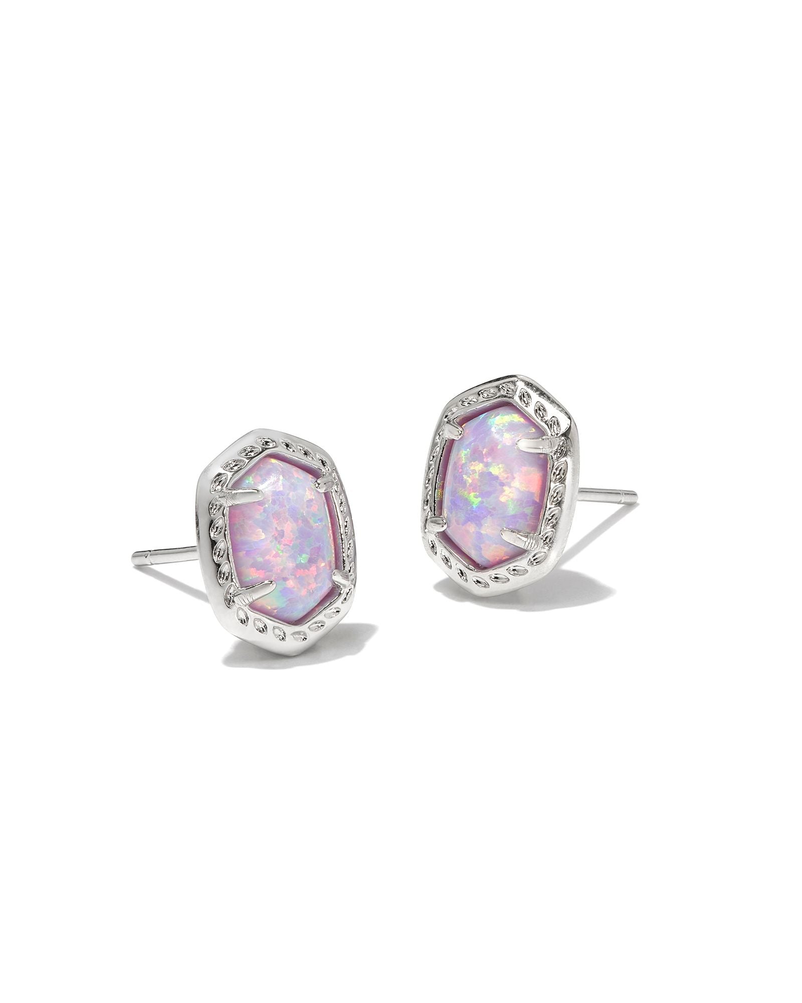 Daphne Silver Lilac Opal Stud Earrings