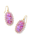 Dani Color Burst Frame Drop Earrings Gold Bronze Veined Violet Magnesite