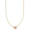 Holland Gold Heart Pendant Necklace Pink Crystal