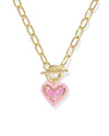 Ari Heart Gold Pink Enamel Chain Necklace