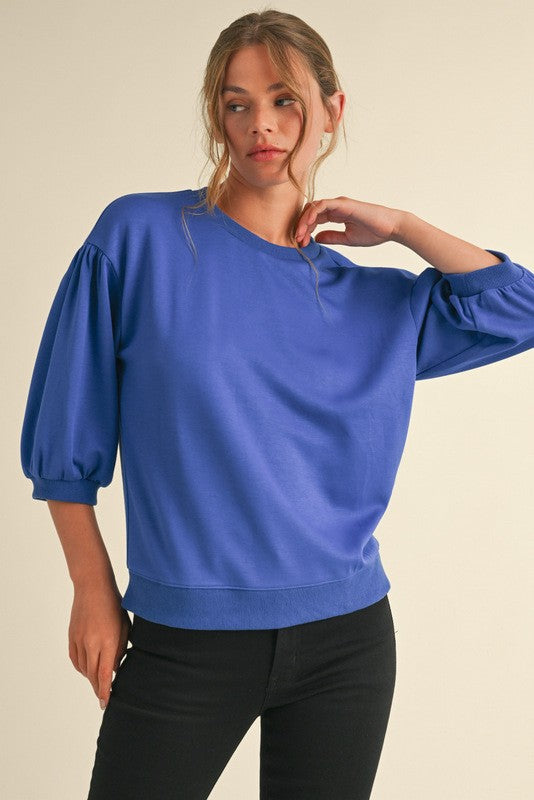 Royal 3/4 Peasant Sleeves Sweatshirts Top