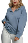 Plus Blue Gray Luxe Knit Half Zip Top