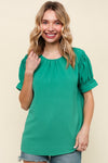 Green Bubble Sleeve Top