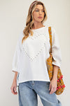 White Stud Heart Top