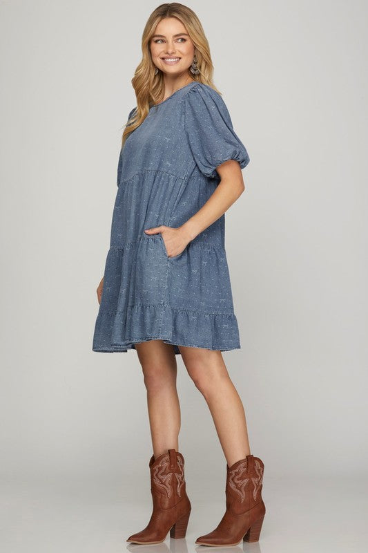 Denim Puff Sleeve Dress