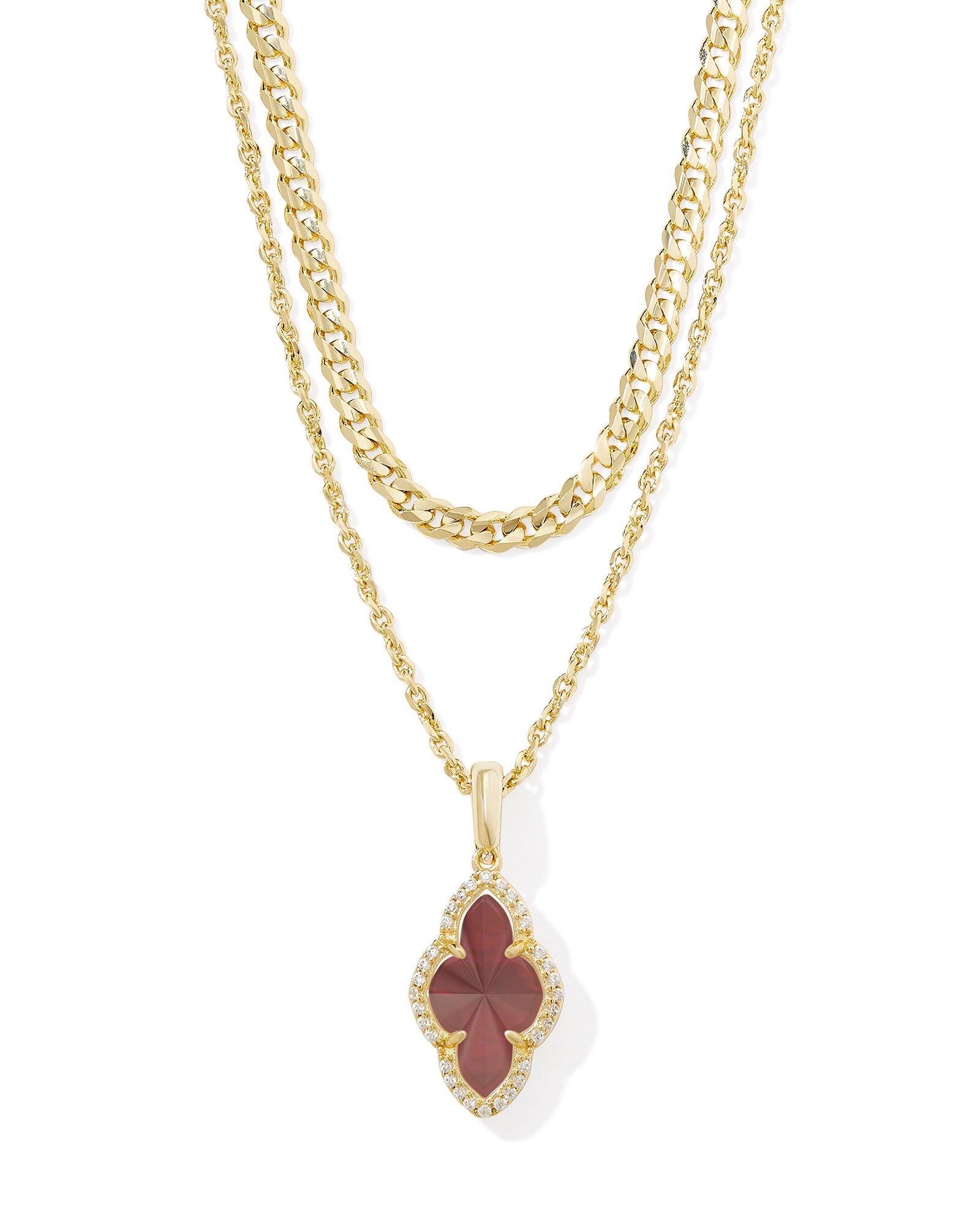 Abbie Multi Strand Necklace Gold Cranberry Illusion