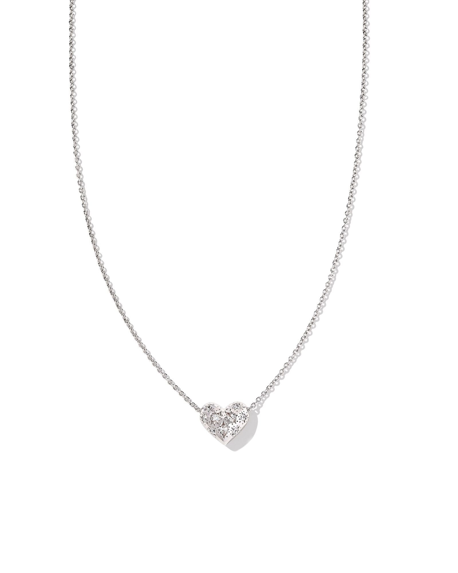 Holland Silver Heart Pendant Necklace White Crystal