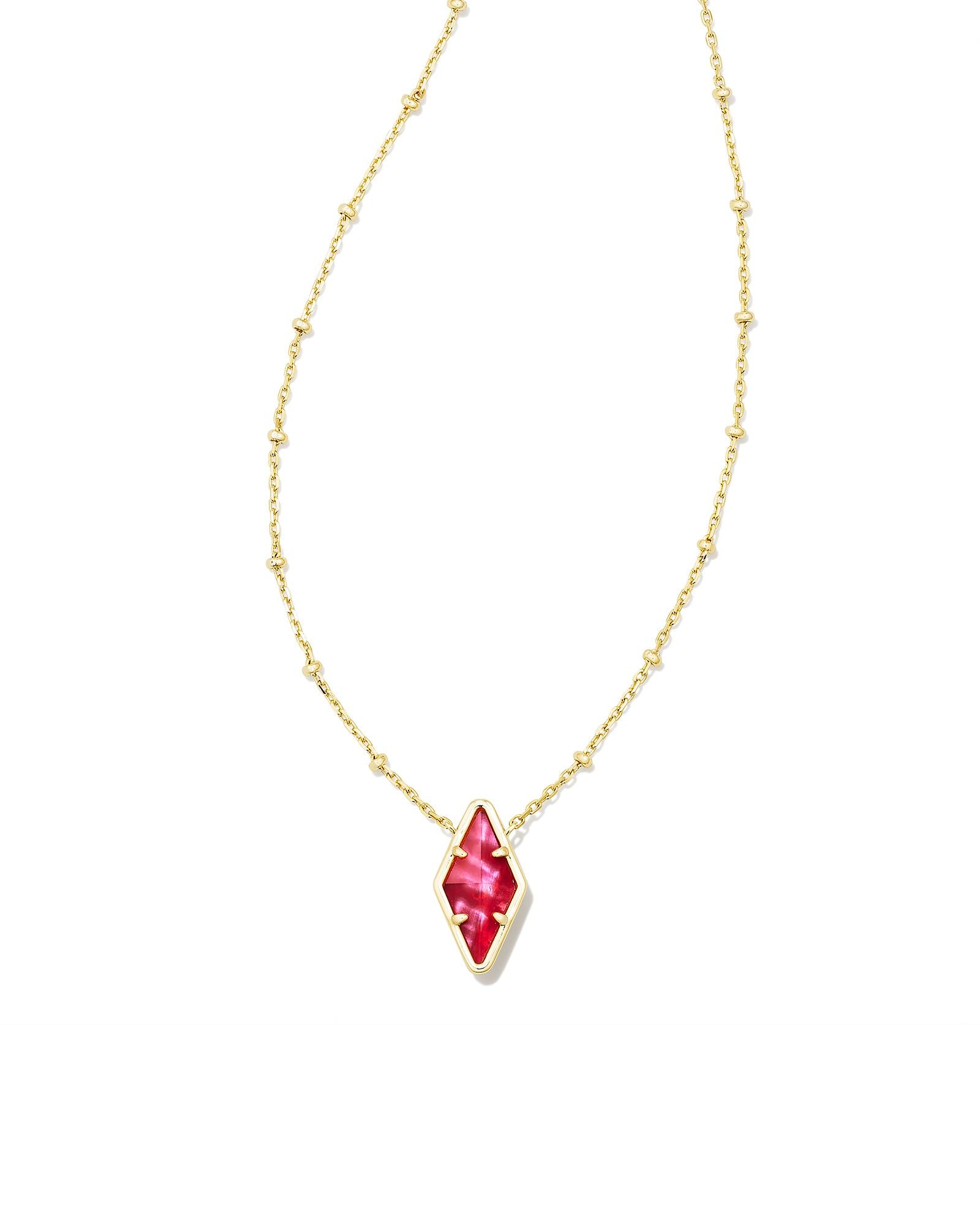 Kinsley Gold Short Pendant Necklace Raspberry Illusion