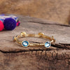 Jeweled Golden Bangle - with Faceted glass oval colorful jewels: Hot Pink