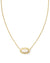 Elisa Color Burst Frame Short Pendant Necklace Gold White Mother Of Pearl