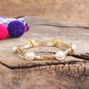 Jeweled Golden Bangle - with Faceted glass oval colorful jewels: Hot Pink