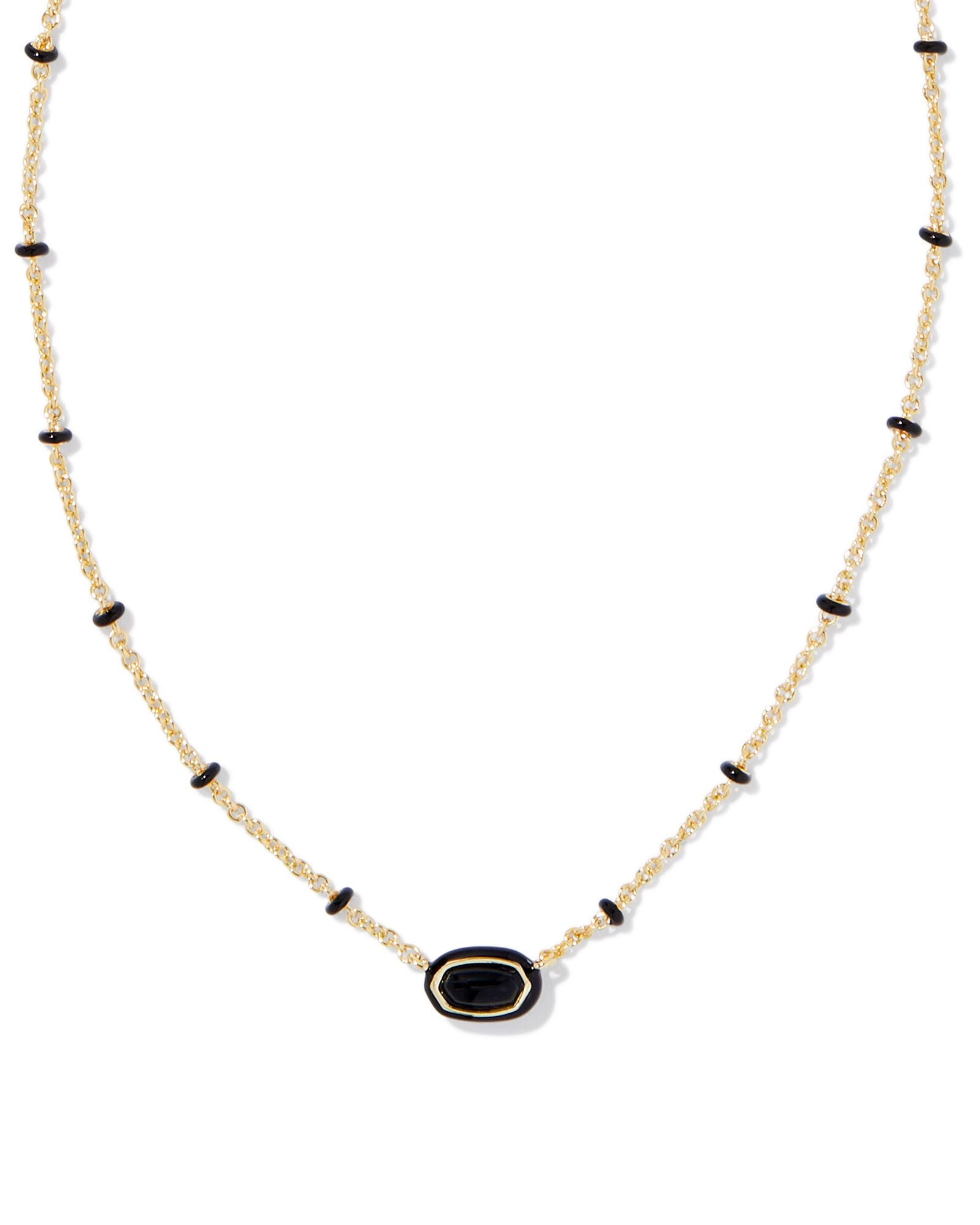 Mini Elisa Enamel Necklace Gold Black Agate