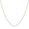 Gold Beaded with Single White Cross 16&quot;-18&quot; Necklace