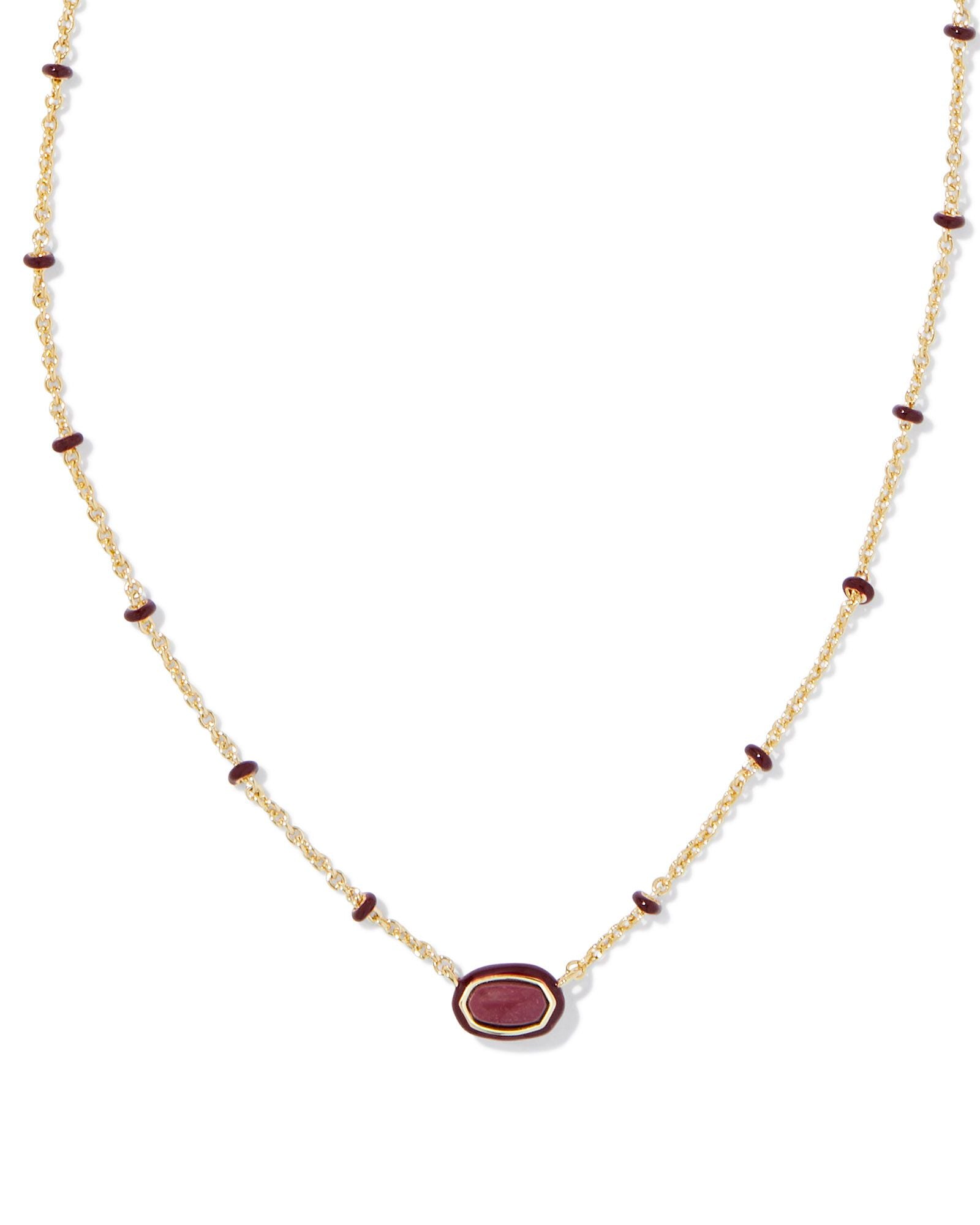 Mini Elisa Enamel Necklace Gold Maroon Magnesite