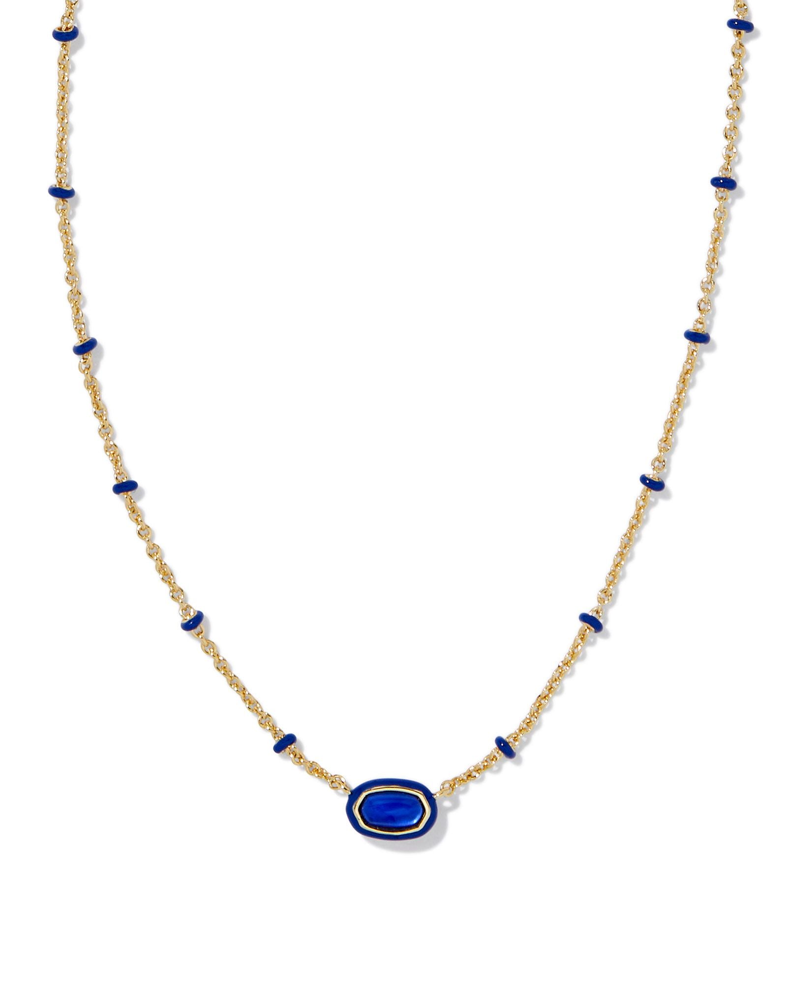 Mini Elisa Enamel Necklace Gold Cobalt Blue Illusion