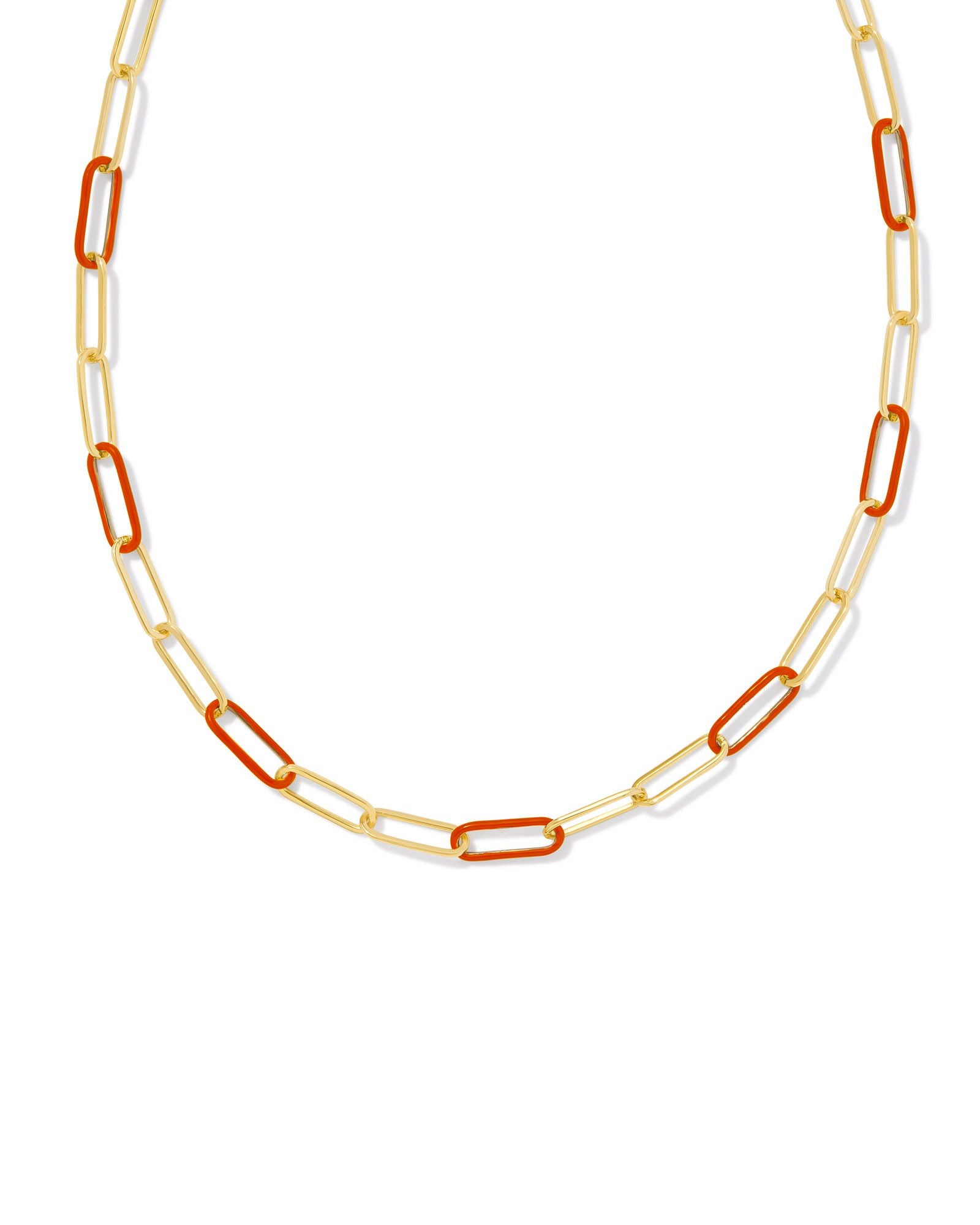 Ainsley Gold Chain Orange Enamel Necklace