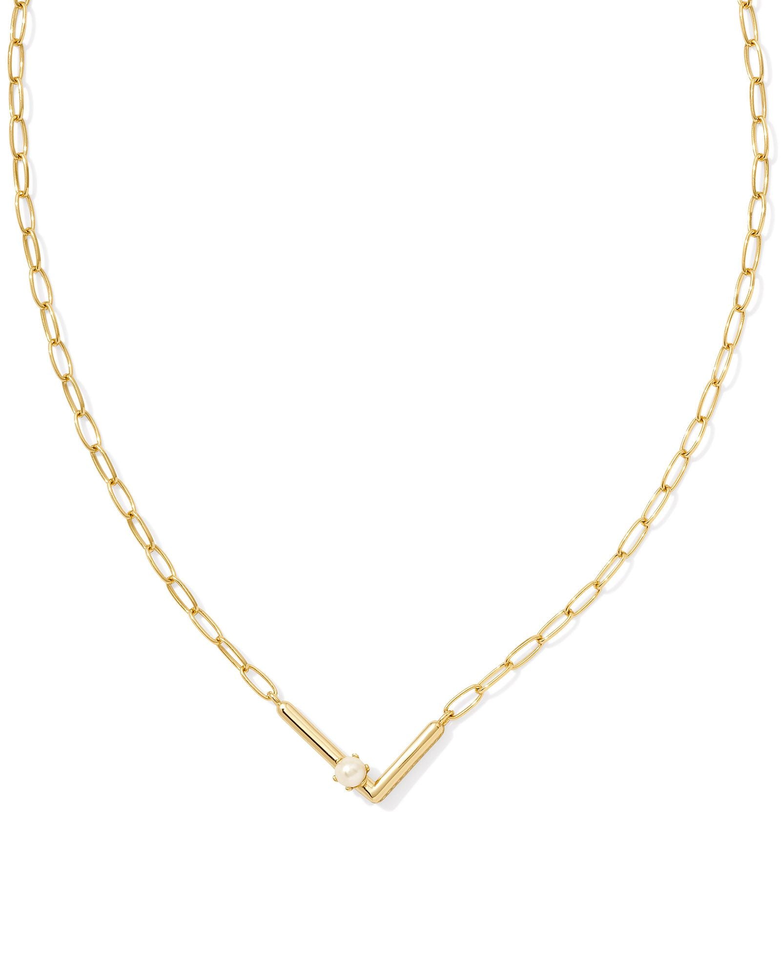 Pearl Letter L Gold Pendant Necklace