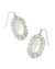 Elle Silver Crystal Frame Drop Earrings in Ivory Mother-of-Pearl