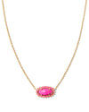 Elisa Color Burst Frame Short Pendant Necklace Gold Neon Pink Magnesite