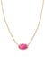 Elisa Color Burst Frame Short Pendant Necklace Gold Neon Pink Magnesite