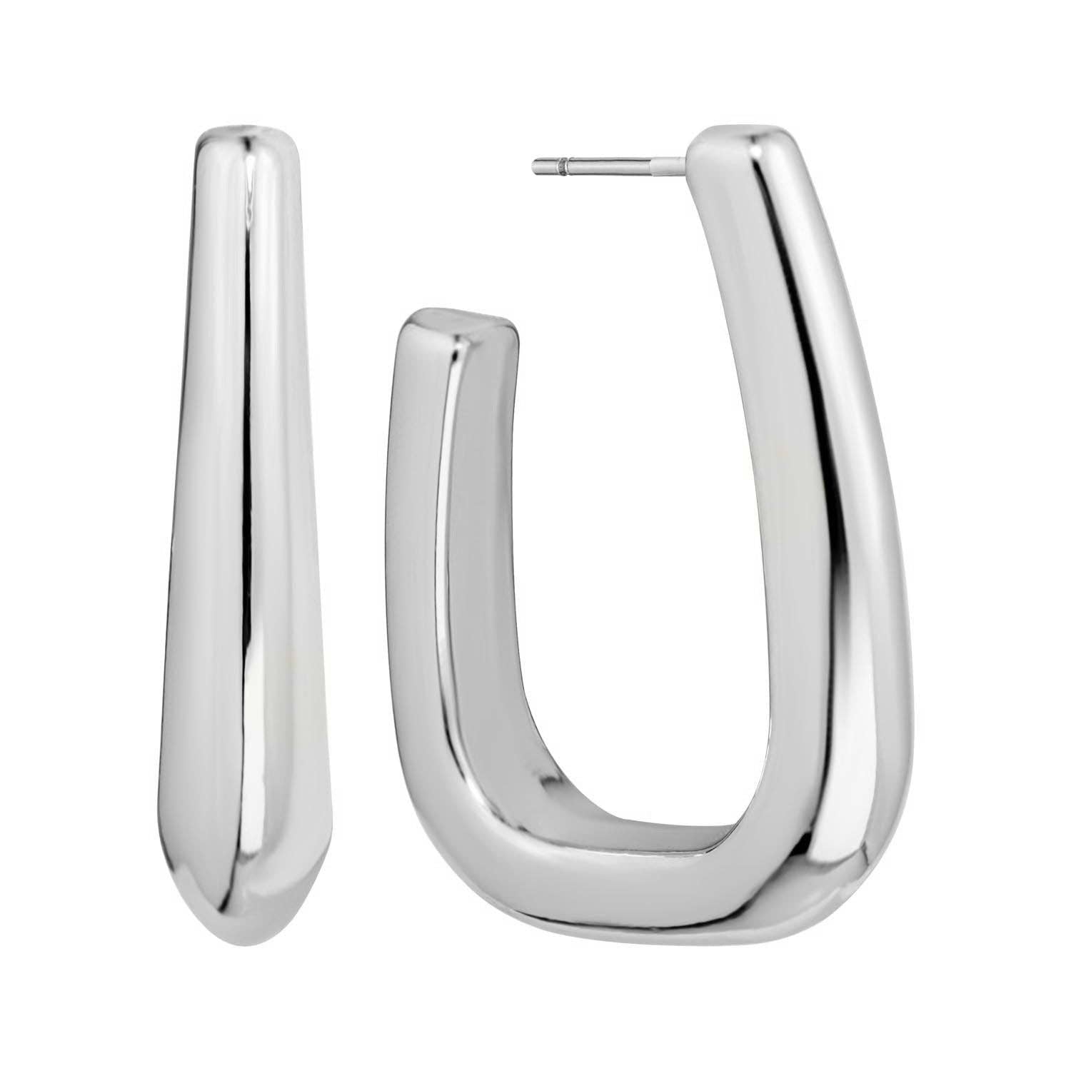 Silver Triangled Hoop Earrings