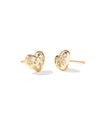 Holland Gold Stud Earrings White Crystal