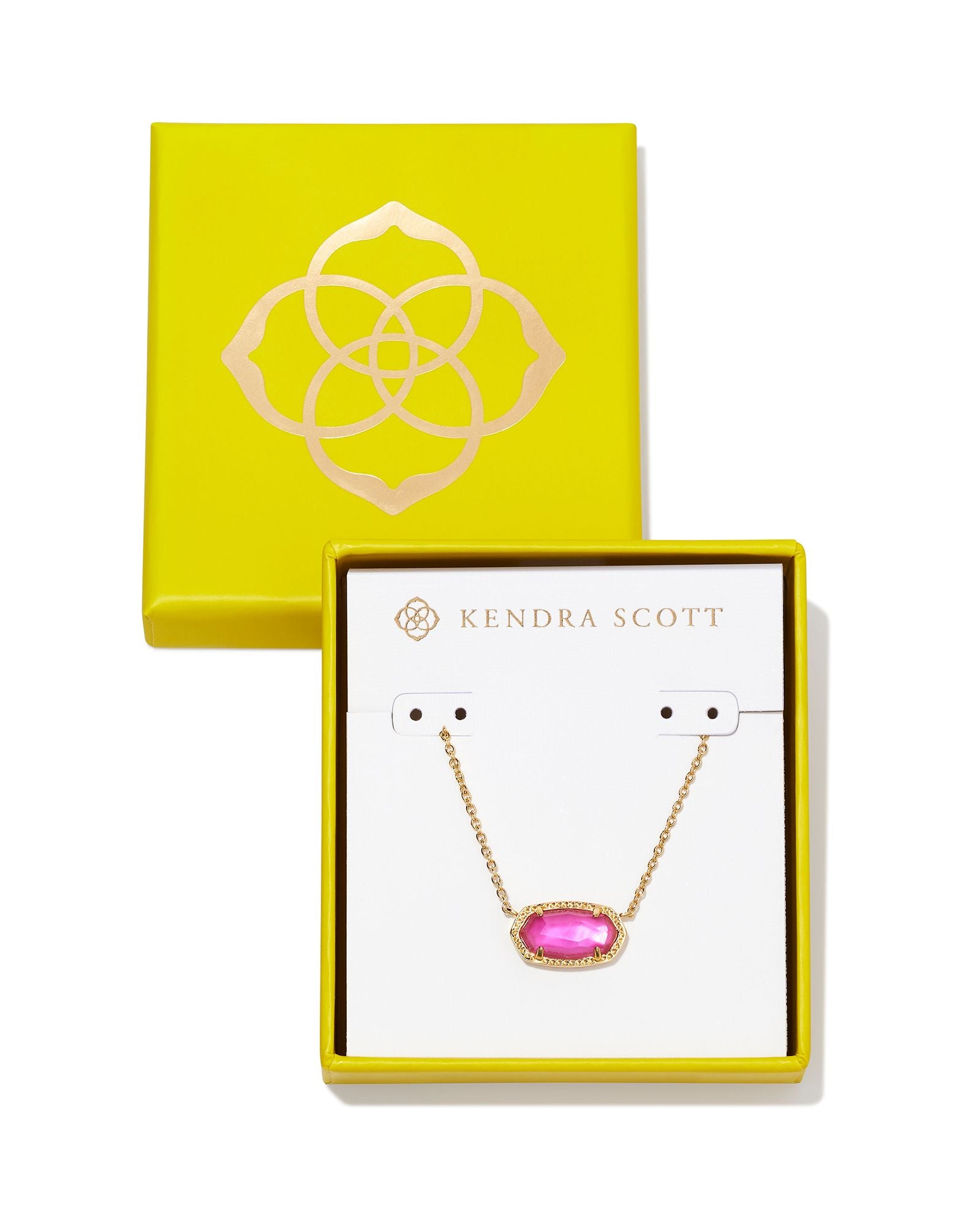 Boxed Elisa Pendant Necklace Gold Pink Azalea Illusion