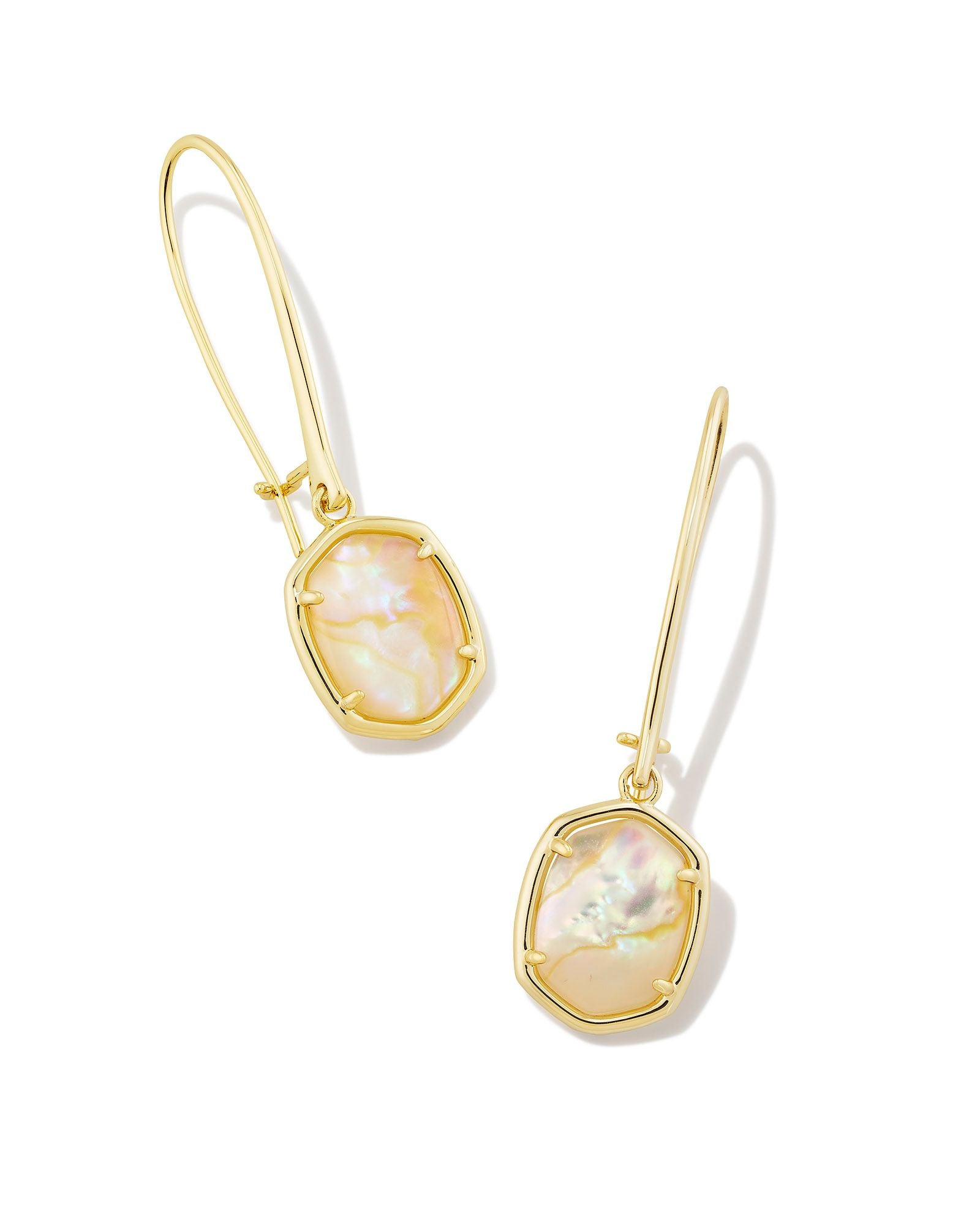 Daphne Gold Iridescent Abalone Wire Drop Earrings