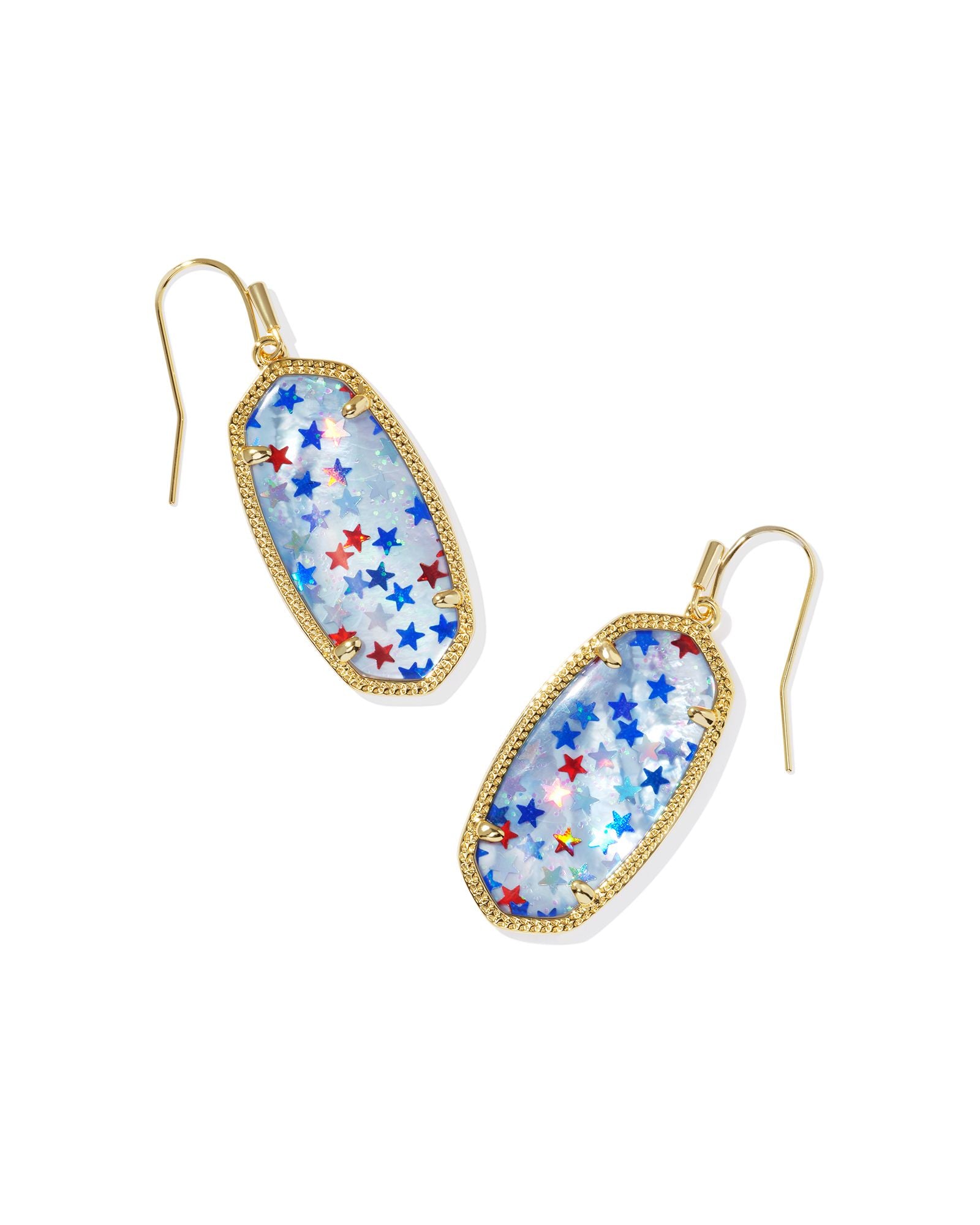 Elle Drop Earrings Gold Red White and Blue Illusion