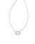 Elisa Silver Crystal Frame Short Pendant Necklace in Ivory Mother of Pearl