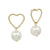 Gold Open Heart and Pearl Drop .75" Stud Earrings