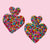Multi Colored Beaded Heart Earrings